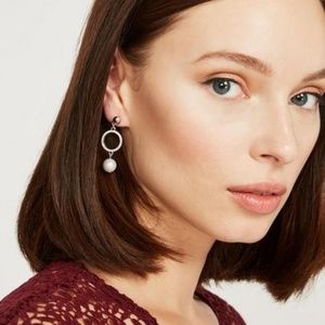 Laura Ashley Diamanté circle faux pearl earrings